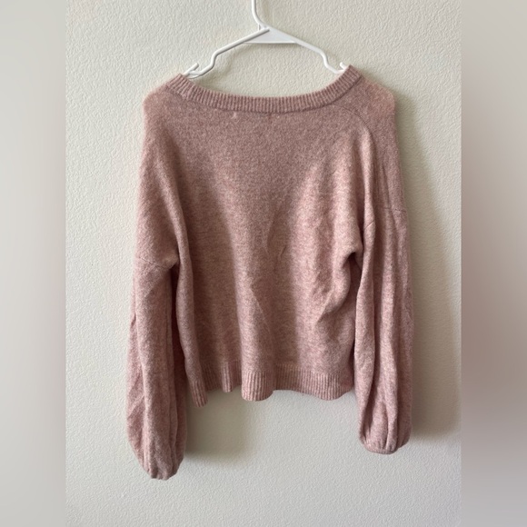 Madewell pink gladwell balloon sleeve pullover crew sweater in heather rose - Picture 3 of 4